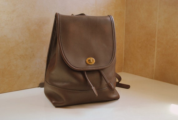 Vintage Coach Brown Leather Backpack Purse by IveGoneModVintage