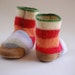 Toddler Slippers, Leather Soles, kids size 7.5, Rainbow Rosie