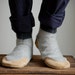 Eco Friendly Men Wool & Leather Slippers, size 14 wide, Moonscape