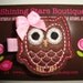 Girls Hair Accessories - Felt Hair Clips - Brown And Pink Embroidered Boutique Felt Owl Hair Clippie For Girls