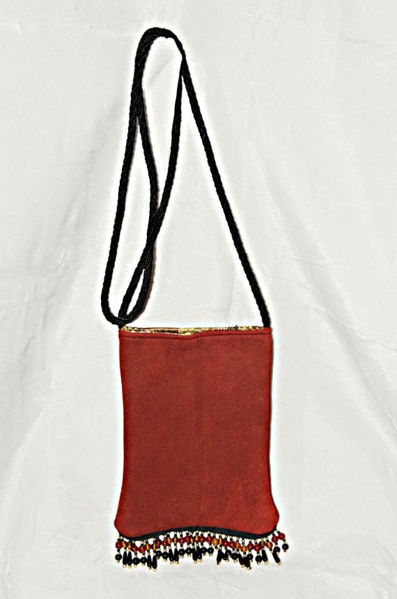 Rust Color Leather Cross Body Bag Purse Handbag by CindEOriginal