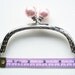 13cm/5 inch Silver purse frame with large baby pink head, sew holes, and double loops