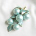 Vintage Blue Enamel Leaves with Blue Dangling Berries Brooch or Pin