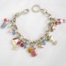 Vintage Silver Tone Enamel Cocktail Glass Charm Bracelet signed AJMC