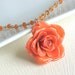 Real Orange Rose Carnelian Necklace - Sterling Silver, Tangerine