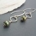 Sterling Silver Diamond Shaped Green Pearl Chic Earrings - ICE-E