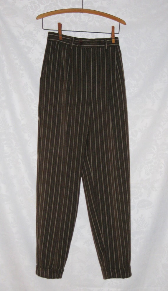 Pin Stripe Pleated Pegged Pants Small Vintage by refinerydesigns