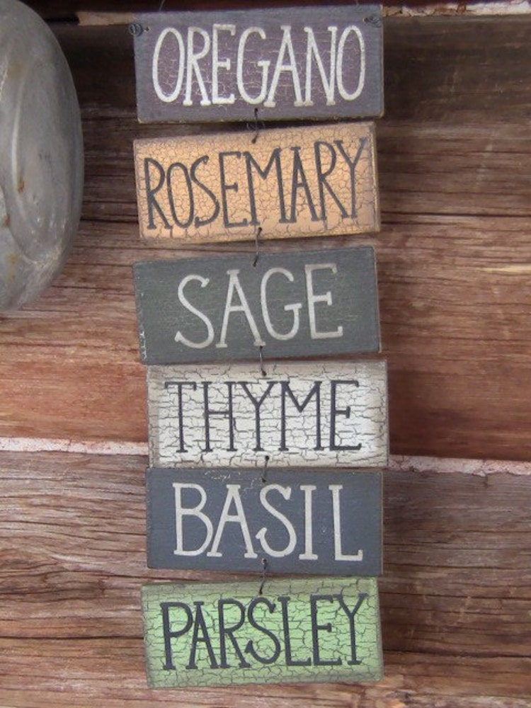 Set of Wooden Herb Garden Signs Prim Shabby Garden by takintime