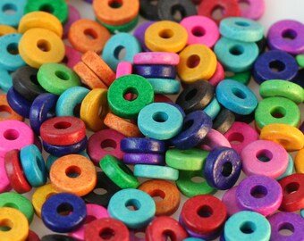 Ceramic Washer Beads 100 BRIGHT Color Mix 8mm Greek Ceramic Beads