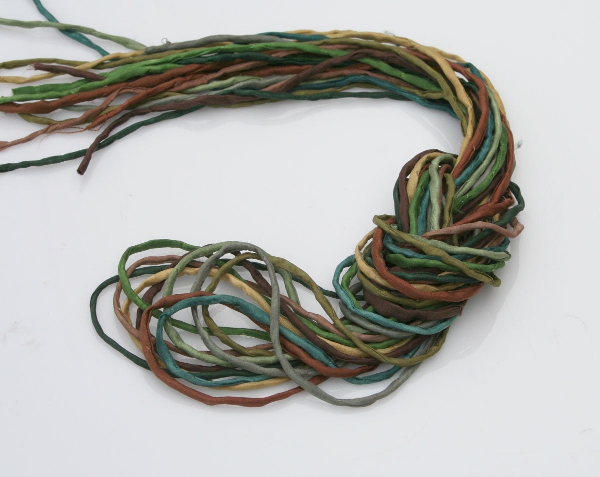 Silk Strings for Jewelry Making 10 ea 2mm Silk Cord Greens