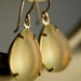 Dangle Earrings - Yellow Teardrops Vintage Frosted Lemon West German Glass Cabachon Drops