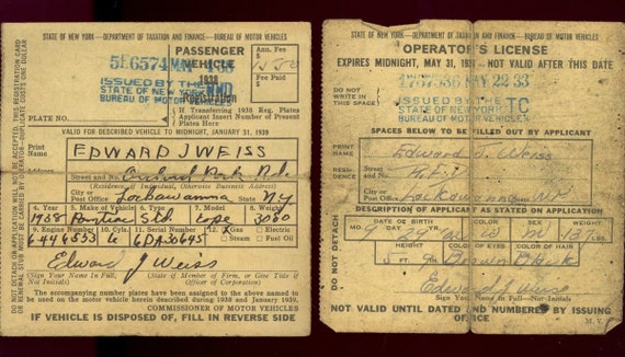 2 Drivers License New York 1930s