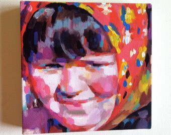 Spring Fragrances / Tiny canvas print -blue red yellow green pink orange Colors -shawl-smile