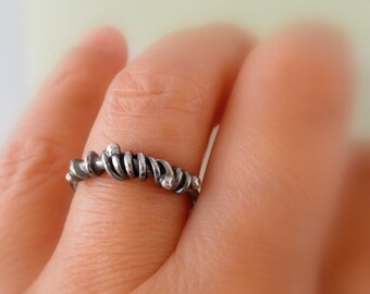 Unico Sterling Silver Oxidized Rustic Ring. Size 6.5