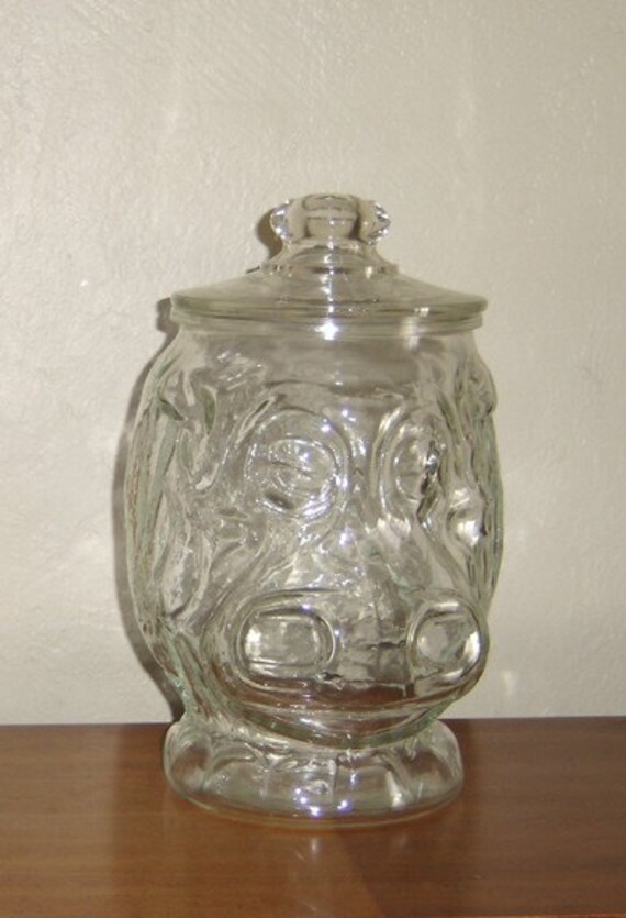 Vintage Glass Hippo Cookie Jar