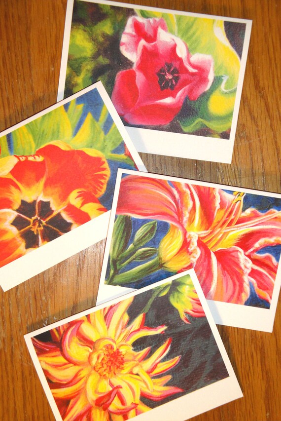 Items similar to Flower Note Cards, Set of 4 on Etsy