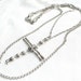 Vintage Big Silver Cross Pendant Necklace Double Chains Chunky Bold CIJ Sale
