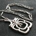 Vintage Silver Modernist Pendant Necklace Abstract Silvertone Bar Chain Avon Openwork
