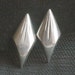 Vintage Big Silver Triangle Earrings Large 1980s New Wave Abstract Grooved Ear Climber