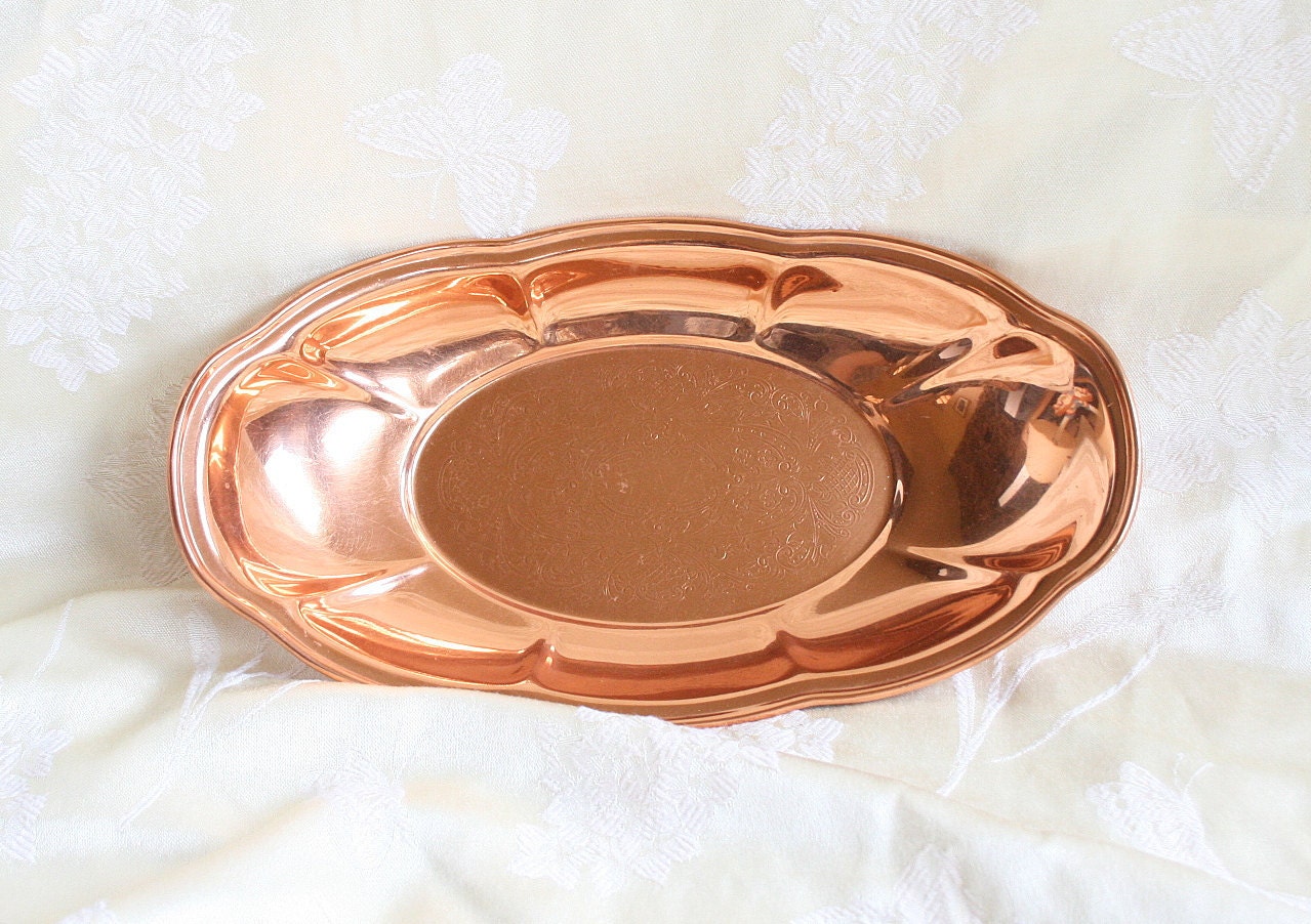 Bright Copper Dish 1960s Trinket Plate Vintage Serving Collectible ...