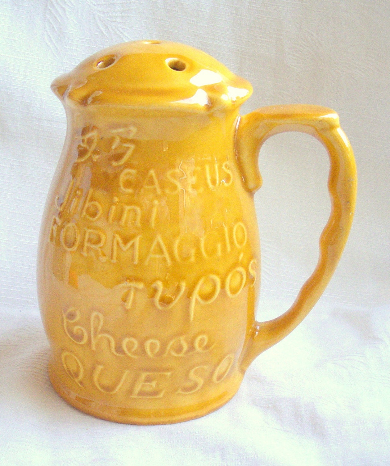 Vintage Cheese Shaker Parmesan Large Container Dijon Yellow