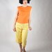 Vintage 1950s Blouse // Late 50s Rayon Sleeveless Shell in Tangerine