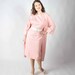 Vintage 1950s Dress Set // Pink and White Sophisticated Embroidered Pink Linen Dress with Duster XL