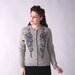 Vintage 1950s Sweater // Gray Beaded Sweater with Pearlized Buttons XL