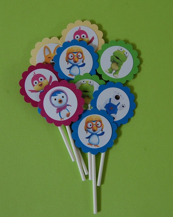 Items similar to PORORO cupcake toppers on Etsy