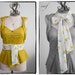 SALE Obi Wrapped Belt and Scarf in Ivory, Mustard Yellow, Baby Blue, and Grey Flower Print Vintage Fabric - made to order