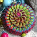 Rainbow Lotus Flower Beaded Necklace in Polymer Clay