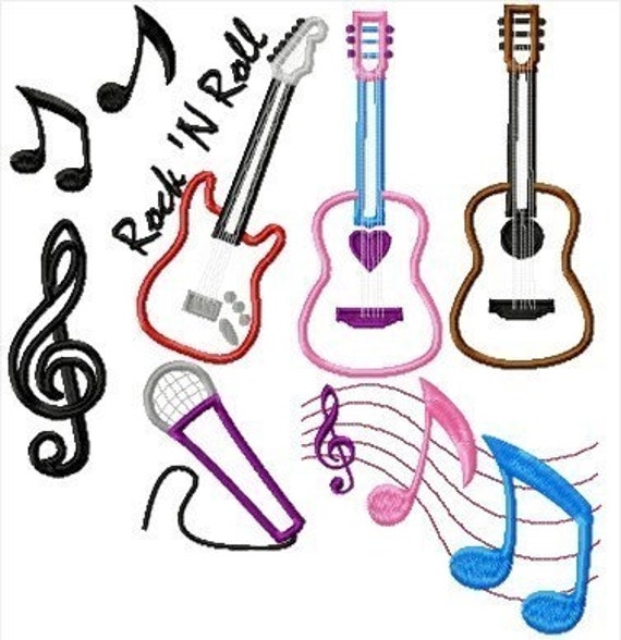  Music Notes Rock N Roll and Guitars NINE design SET