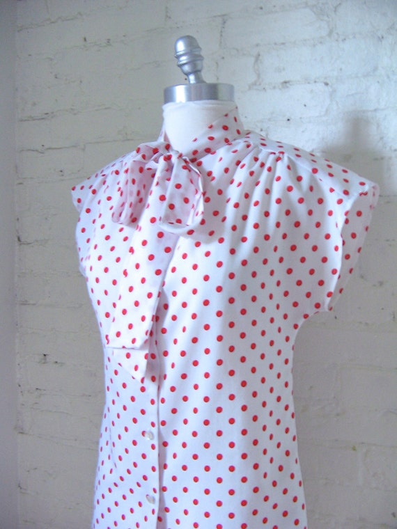 red and white polka dot blouse M by ElevenTwentyEight on Etsy