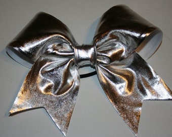 Liquid Silver Metallic Hairbow great for Cheerleading GLITZ Glamour by Funbows