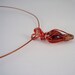 Orange Wire Wrapped Glass Heart Pendant Necklace