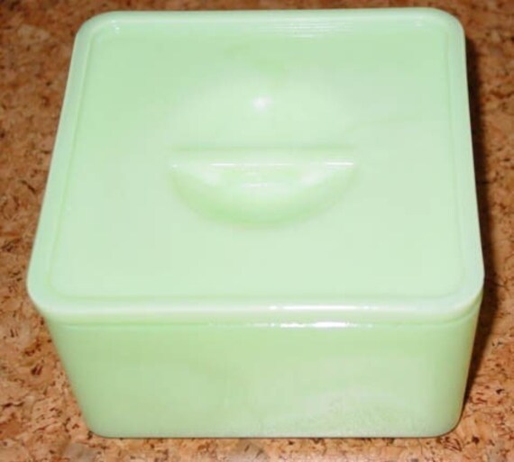 Jadite Refrigerator Storage Dish Skokie Jadite McKee by Pegalee
