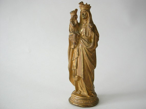 Gilded Metal Saint Anne Statue made in France by tippleandsnack