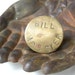 Antique Name Stamped Brass Bridle Button, Personalized Horse Tack