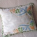 Vintage Linen Decorative Throw Pillow Embroidered Needlework 1950