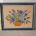Vintage Framed Embroidery Crewel Needlework Pictures Flowers Wooden Frame