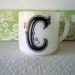 Vintage Initial Monogrammed Coffee Mug Cup Letter C