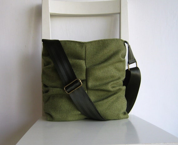 Wrinkled Olive Green Canvas Bag