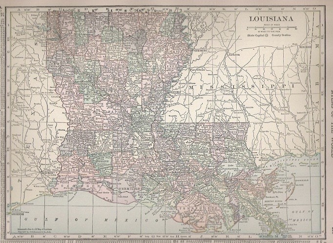 Old Vintage Map of Louisiana