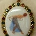 BALLET BALLERINA Dancer Dancing Brass Locket Pendant Porcelain Cameo Necklace Glass Rhinestones Miss-art SparklingTreasures2U