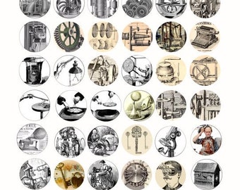 Clip Art Steampunk Clipart steampunk clip art etsy antique machines inventions 1 inch circles collage sheet digital download graphics images printables vintage machine