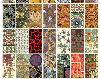 floral ornament textile fabric patterns domino collage sheet 1x2 inch images digital download graphics clip art clip art scrapbooking