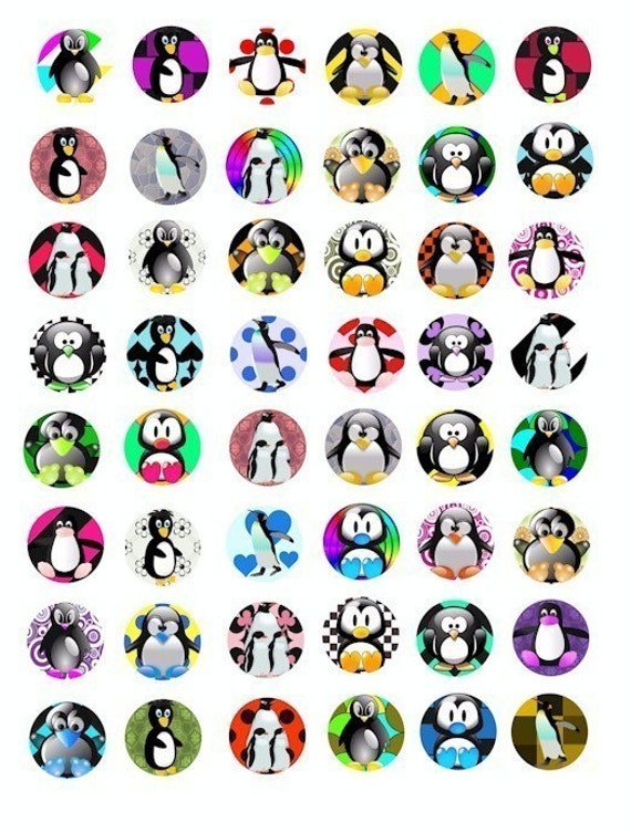 cartoon penguin childrens clip art COLLAGE by DigitalGraphicsShop