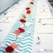 Aqua and White Chevron Table Runner