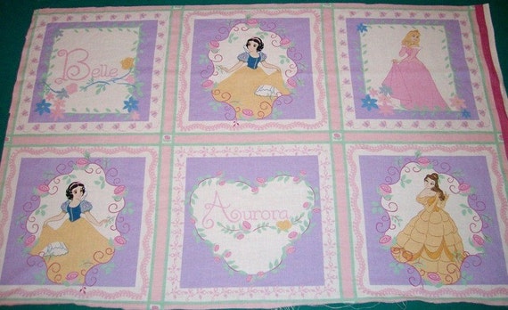 Set of 11 Disney Princess Quilt Squares