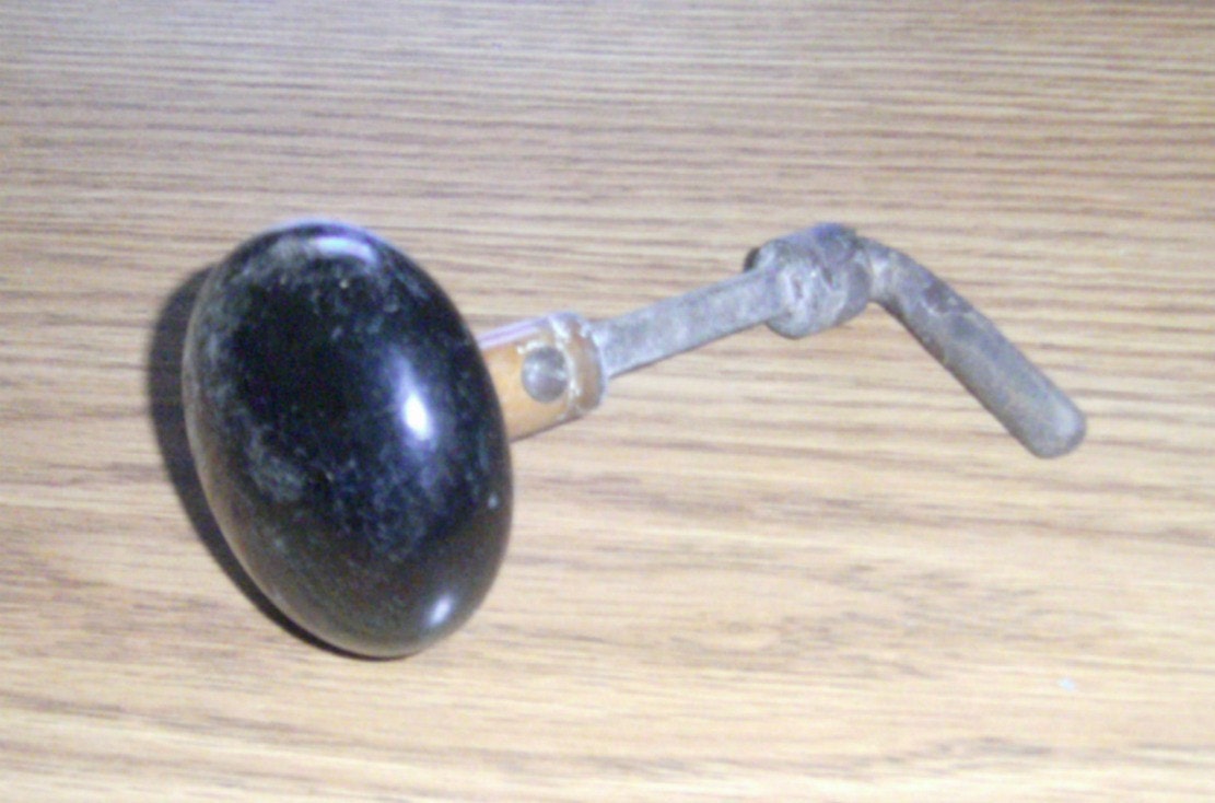 Vintage Black Porcelain Door Knob Curved Spindle by carriesattic